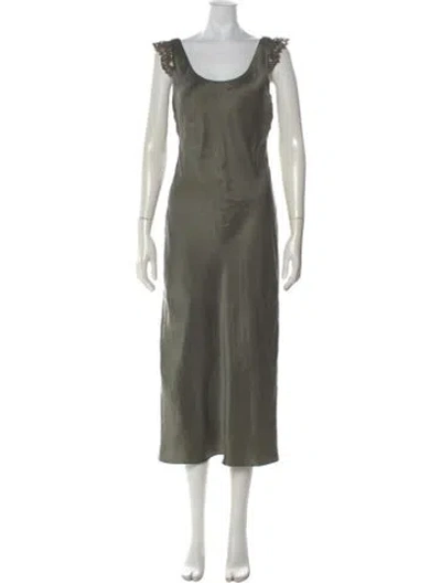 Pre-owned Cami Nyc Silk Midi Length Dress In Green