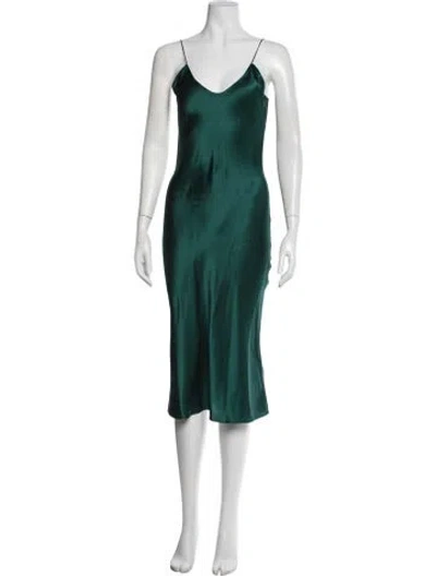 Pre-owned Cami Nyc Silk Midi Length Dress In Green