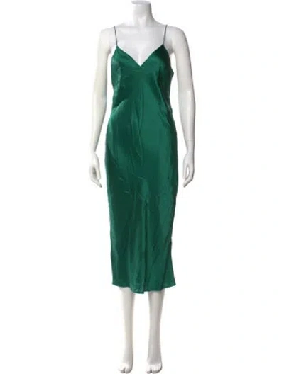 Pre-owned Cami Nyc Silk Midi Length Dress In Green
