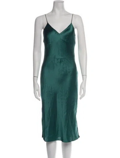 Pre-owned Cami Nyc Silk Midi Length Dress In Green
