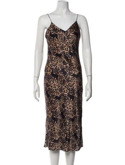 Pre-owned Cami Nyc Silk Midi Length Dress In Multicolor