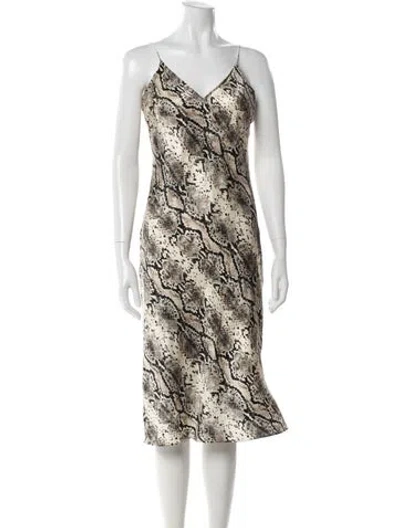 Pre-owned Cami Nyc Silk Midi Length Dress In Neutral