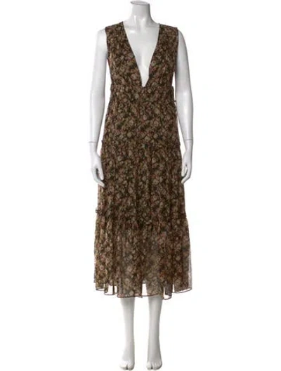 Pre-owned Cami Nyc Silk Midi Length Dress In Neutral