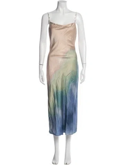 Pre-owned Cami Nyc Silk Midi Length Dress In Neutral