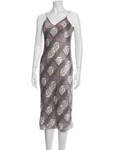 Pre-owned Cami Nyc Silk Midi Length Dress In Neutrals
