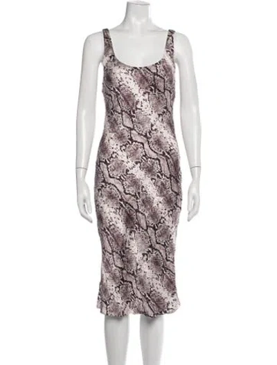 Pre-owned Cami Nyc Silk Midi Length Dress In Neutrals