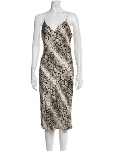 Pre-owned Cami Nyc Silk Midi Length Dress In Neutrals