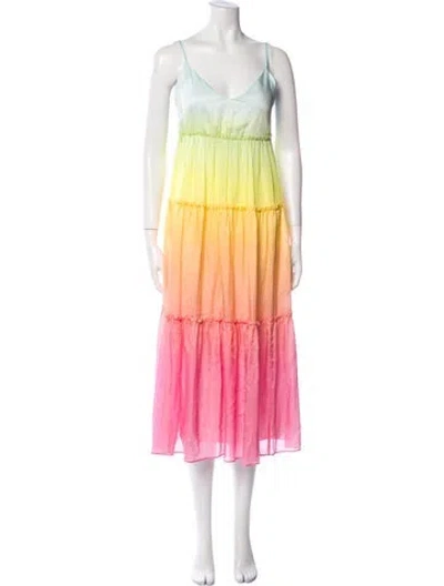 Pre-owned Cami Nyc Silk Midi Length Dress In Orange