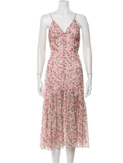 Pre-owned Cami Nyc Silk Midi Length Dress In Pink