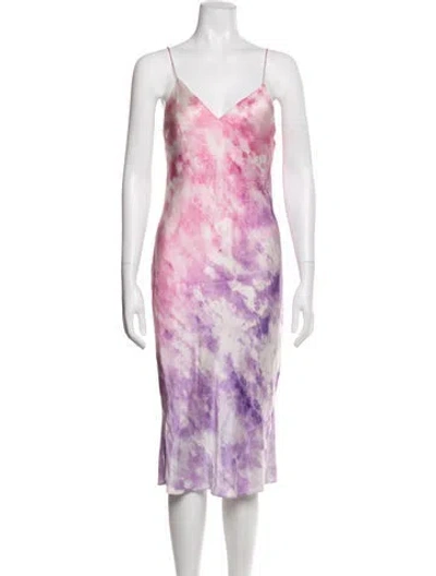 Pre-owned Cami Nyc Silk Midi Length Dress In Purple