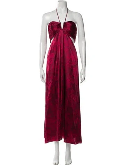 Pre-owned Cami Nyc Silk Midi Length Dress In Red