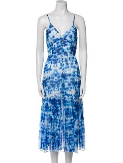 Pre-owned Cami Nyc Silk Midi Length Dress W/ Tags In Blue
