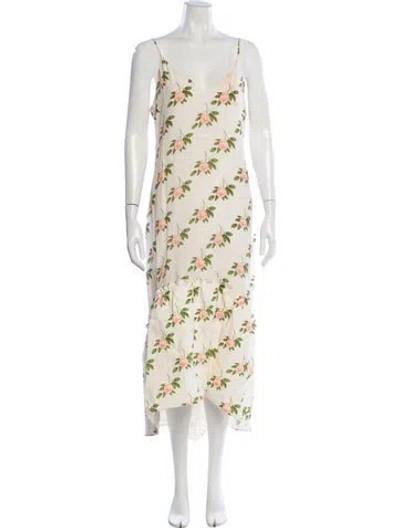 Pre-owned Cami Nyc Silk Midi Length Dress In White