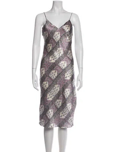Pre-owned Cami Nyc Silk Midi Length Dress In White