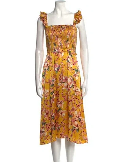 Pre-owned Cami Nyc Silk Midi Length Dress In Yellow