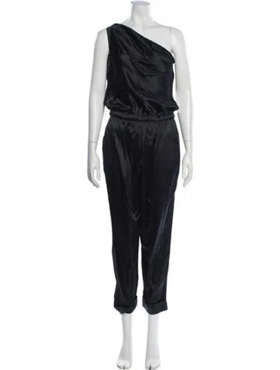 Pre-owned Cami Nyc Silk One-shoulder Jumpsuit In Black