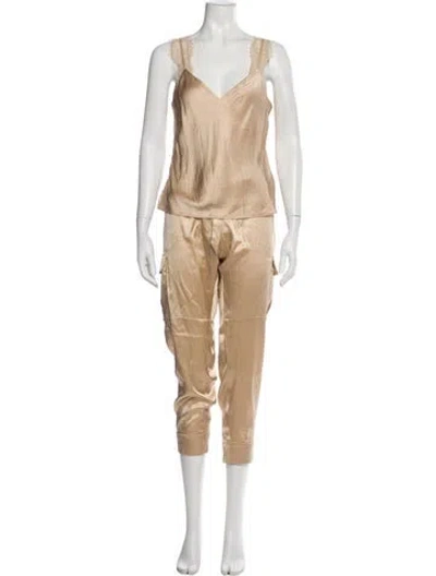 Pre-owned Cami Nyc Silk Pant Set In Neutral