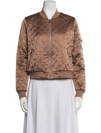 Pre-owned Cami Nyc Silk Printed Bomber Jacket In Brown