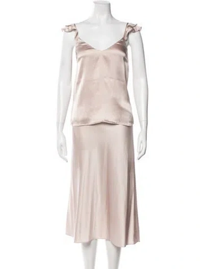 Pre-owned Cami Nyc Silk Skirt Set In Brown