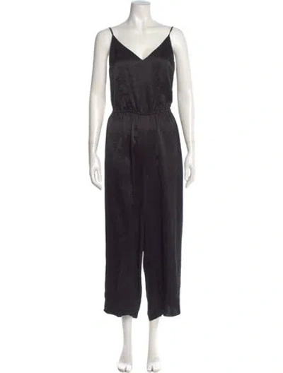 Pre-owned Cami Nyc Silk V-neck Jumpsuit In Black