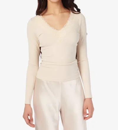 Cami Nyc Soft Ribbed V-neck Long Sleeve Top In Bone In Neutral