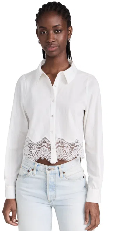 Cami Nyc Sora Lace Trim Button-up Shirt In White