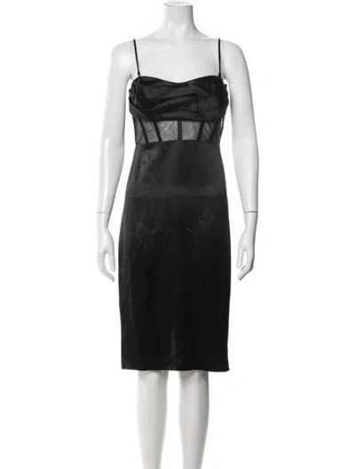 Pre-owned Cami Nyc Square Neckline Knee-length Dress In Black