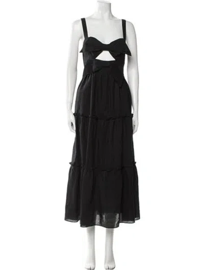 Pre-owned Cami Nyc Square Neckline Long Dress In Black