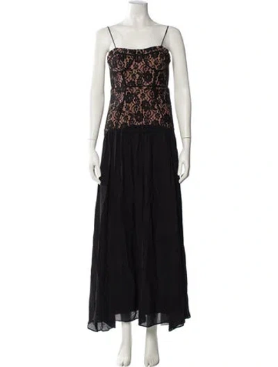 Pre-owned Cami Nyc Square Neckline Long Dress In Black