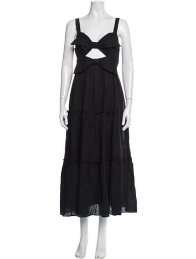 Pre-owned Cami Nyc Square Neckline Long Dress In Black