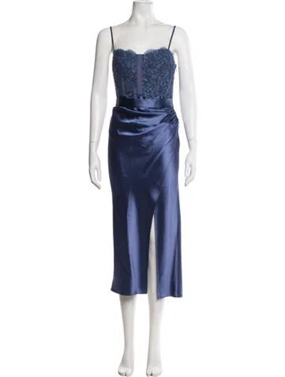 Pre-owned Cami Nyc Square Neckline Long Dress In Blue