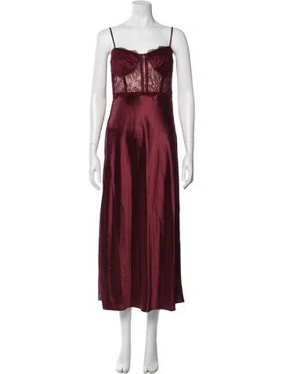 Pre-owned Cami Nyc Square Neckline Long Dress In Burgundy