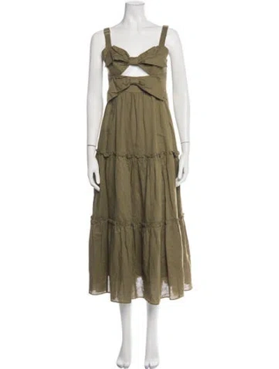 Pre-owned Cami Nyc Square Neckline Long Dress In Green