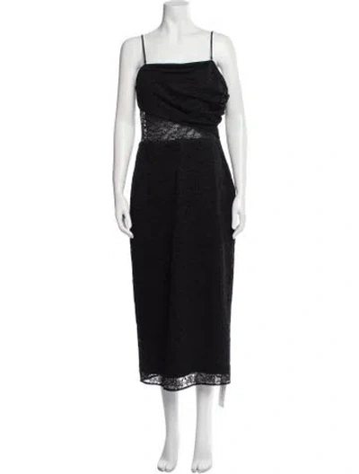 Pre-owned Cami Nyc Square Neckline Midi Length Dress In Black