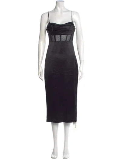 Pre-owned Cami Nyc Square Neckline Midi Length Dress In Black