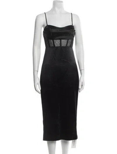 Pre-owned Cami Nyc Square Neckline Midi Length Dress In Black