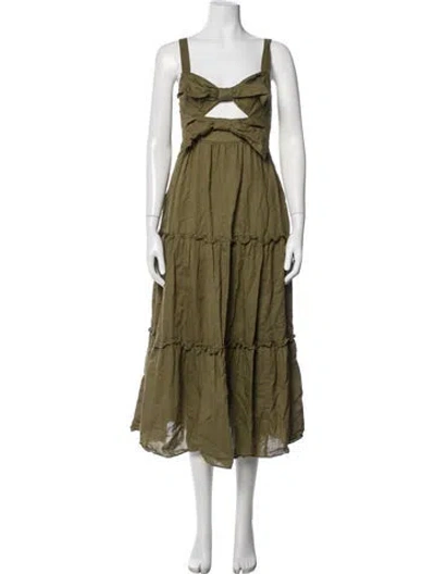 Pre-owned Cami Nyc Square Neckline Midi Length Dress In Green