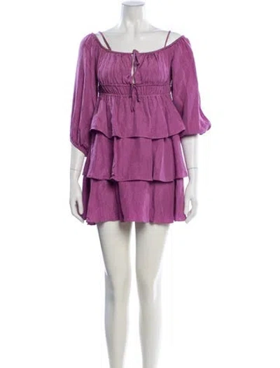 Pre-owned Cami Nyc Square Neckline Mini Dress In Purple