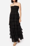 Cami Nyc Stella Strapless Tiered-ruffle Maxi Dress In Black