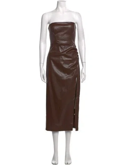 Pre-owned Cami Nyc Strapless Long Dress In Brown