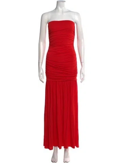 Pre-owned Cami Nyc Strapless Long Dress In Red