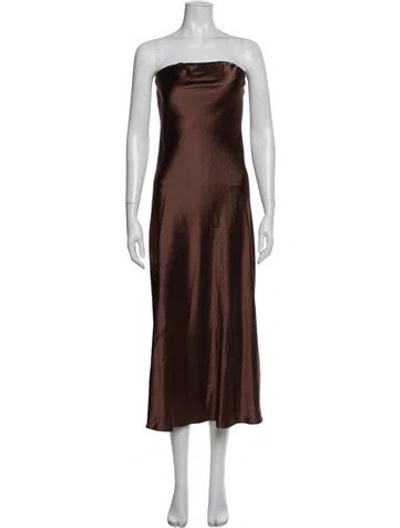 Pre-owned Cami Nyc Strapless Midi Length Dress In Brown