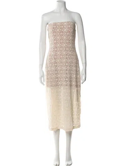 Pre-owned Cami Nyc Strapless Midi Length Dress In Neutral