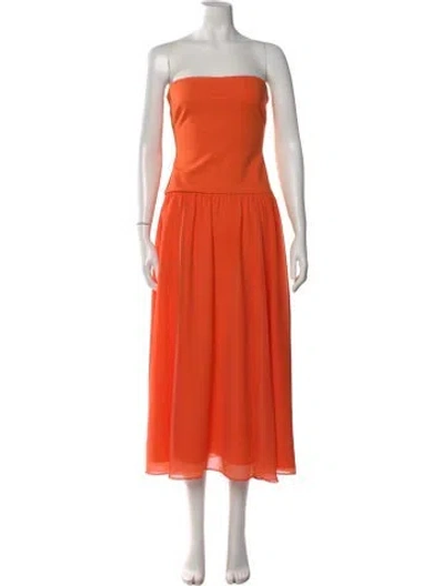 Pre-owned Cami Nyc Strapless Midi Length Dress In Orange
