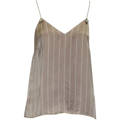 Cami Nyc Striped Camisole With Pearl In Pink Silk In Neutral