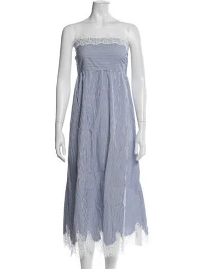 Pre-owned Cami Nyc Striped Lace Trim Embellishment Dress Set In Blue/white