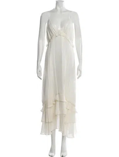 Pre-owned Cami Nyc Striped Long Dress In White