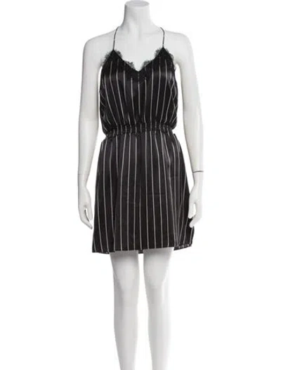 Pre-owned Cami Nyc Striped Mini Dress In Black