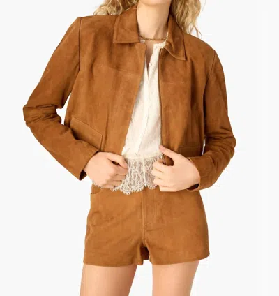 Cami Nyc Sullivan Suede Cropped Jacket In Cognac In Brown