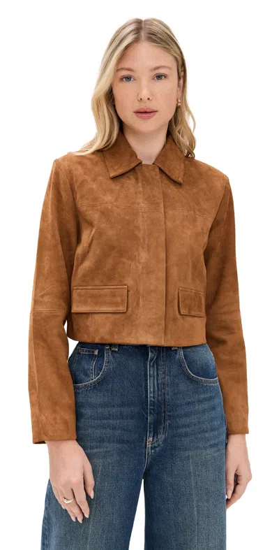 Cami Nyc Sullivan Suede Jacket Cognac In Brown